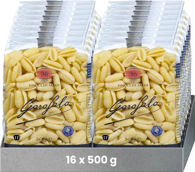 Produktbild von Garofalo Gnocchi Sardi IGP 16x 500g, kurze italienische Pasta Nudeln aus Hartweizen-Grieß, Italien, al bronzo, fertig in 11 Minuten