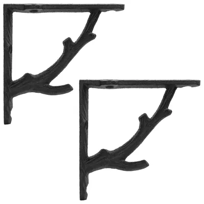 Zdjęcie produktu dla Uchwyty do półek ściennych, 2 sztuki, czarne, 10 x 10 x 3 cm, stal