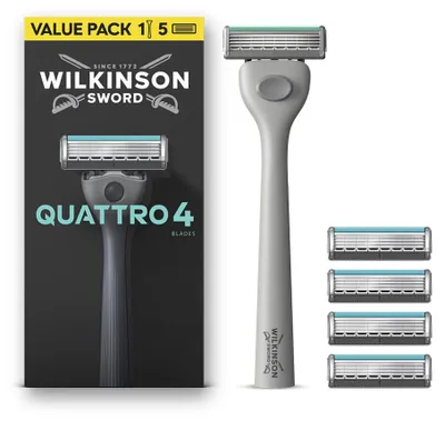 Obrázek produktu pro Holící strojek Sword Quattro 4 a 5 kusů náhradních hlavic