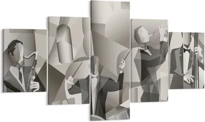 Produktbild von Bild auf Leinwand - Leinwandbild - Jazz Musik Musiker - 125x70cm - Wand Bild - Wanddeko - Leinwanddruck - Bilder - Kunstdruck - Wanddekoration - Leinwand bilder - Wandkunst - EA125x70-4119