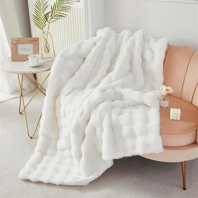Productafbeelding van Ibenzoa® Knuffeldekens, 130x160 cm – zachte, warme woondeken van microvezelpolyester, dubbelzijdig met kunstbont en flanel, geschikt voor woon- en slaapkamer