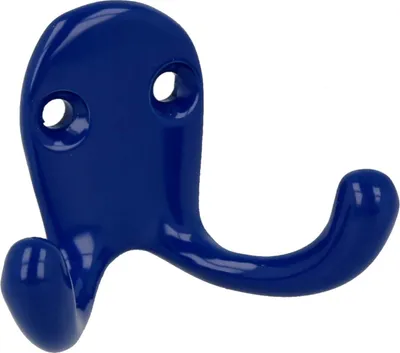 Produktbild von tecuro Handtuchhaken 2-fach, Messing blau (RAL 5002)