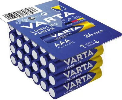 Obrázek produktu pro Varta AAA, LR03, 1,5V, Alkali, Zylindrická, 1,5V, 4,45 cm, 1,05 cm, 24 baterií