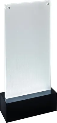 Produktbild von SIGEL TA424 LED-Tischaufsteller, DIN lang (105x210 mm), senkrecht, beidseitige Präsentation, glasklar, schwarz, Acryl