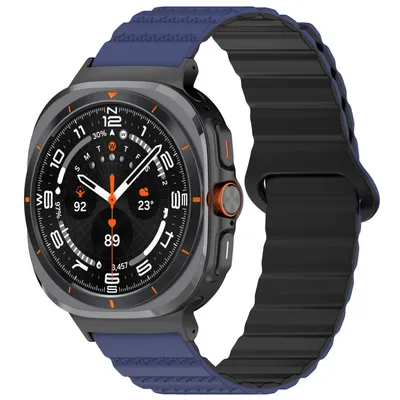 Produktbild von Für Samsung Galaxy Watch Ultra 47mm Punktmuster Silikon Magnetisches Armband Dunkelblau / Schwarz