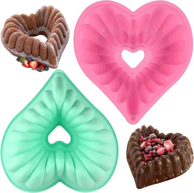 Produktbild von Silikon Gugelhupfform Set - 2-teilig Herzform für Kuchen und Brot