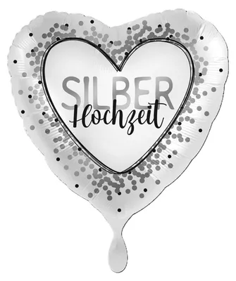 Produktbild von 18"/Ø43cm Herz Folienballon  "Silberhochzeit"