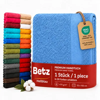 Produktbild von Betz Handtuch PREMIUM 100% Baumwolle 50x100 cm Gesicht- Hände- Körper- Handtuch Farbe - hellblau