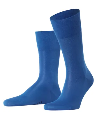 Produktbild von FALKE Herren Socken - Tiago, Strümpfe, Baumwolle, Logo, lang, einfarbig Blau (Saphire) 43-44