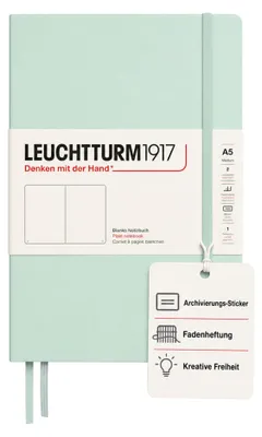 Immagine prodotto di Leuchtturm 367258, Monocolore, Colore menta, A5, 251 fogli, 80 g/m², Rilegatura rigida