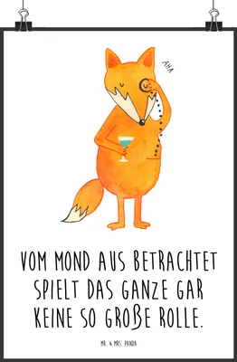 Produktbild von Mr. & Mrs. Panda Bild Fuchs Lord DIN A1 - Weiß - Geschenk, Motivation Spruch, wandkunst, Cocktail, Neugierig, drucke, Schick, Wandbild, Lustig, Mond, wanddeko, Plakat