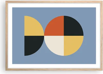 Produktbild von Gerahmtes Poster - Rahmen in heller Eiche - Stück Geometrisch Rad - 70x50 cm - Wand Bild - Wanddeko - Wandbilder - Kunstposter - Wandposter - Bilderrahmen - Bilder - Kunstdruck - P2NAA70x50-4771