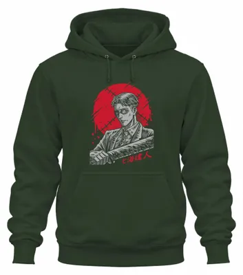 Produktbild von Samurai Katana Anime Yakuza Gentleman Blut Noir Steampunk Hoodie Kapuzenpullover, Flaschengrün, 3XL