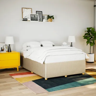 Produktbild von vidaXL Bettgestell ohne Matratze Creme 160x200 cm Stoff