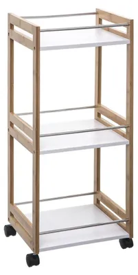 Obrázok produktu pre Kuchynský vozík, bambus + MF, biely