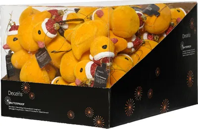 Produktbild von Christbaumschmuck Kunststoff Ente mit Weihnachtsmütze 9cm - Gelb