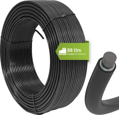 Produktbild von Fepro® Spanndraht 3,1 mm x 88 m, anthrazit, verzinkt und kunststoffbeschichtet - witterungsbeständig, ideal für Maschendraht, Wildzaun, Garten oder basteln