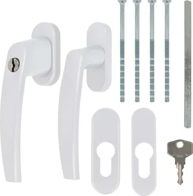 Alu Terassentuergriff Paar in weiss RAL9016 - abschliessbar