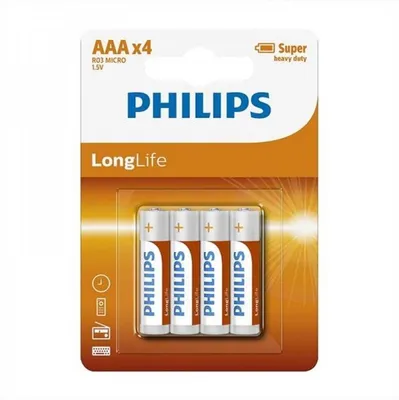 Immagine prodotto di Philips Batteria a lunga durata AAA R03 confezione da 4 pezzi