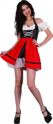 Obrázek produktu pro y bavorský kostým dirndl pro ženy černo-bílo-červený Small