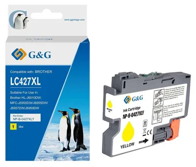 Produktbild von G&G Kompatibel mit Brother 427XL Druckerpatrone LC-427XLY gelb, Hohe (XL-) Ausbeute, Gelb, 54 ml, 1 Stück(e), 0 Seiten, Einzelpackung