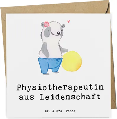 Produktbild von Mr. & Mrs. Panda faltkarte Physiotherapeutin Leidenschaft - Weiß - Geschenk, anlasskarte, Grußkarte, doppelkarte, Glückwunschkarte, Klappkarte