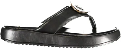 Immagine prodotto di Elegante sandalo da donna: ciabatta nera con punta aperta e dettaglio con logo