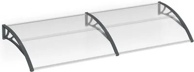 Produktbild von Vordach Haustür Pultbogenvordach Überdachung aus Polycarbonat & Aluminium Rahmen, 300x100cm, Grau