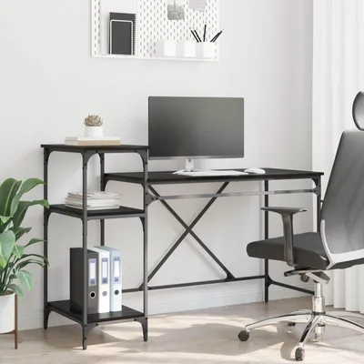 Image de Maison Exclusive - Bureau aspect chêne noir 135 x 50 x 90 cm