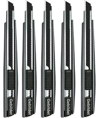 Produktbild von Cuttermesser 5 Stück 9mm schwarz 60° SK120 Kohlenstoffstahl für Rechts- & Linkshänder