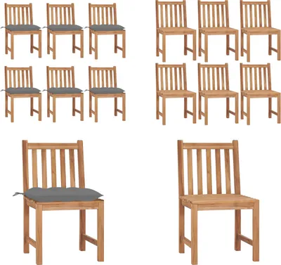 Image de vidaXL Chaises de jardin 6 pcs. avec coussins teck massif - Chaise de jardin - Chaise de jardin en bois - Chaises de jardin en bois
