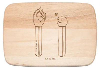 Produktbild von Mr. & Mrs. Panda Schneidebrett Streichhölzer - Transparent - Geschenk, snackbrett, küchenholzbrett, Frühstücksbrett, Freundin, Liebesbeweis, Holzbrett, Liebesgeschenk
