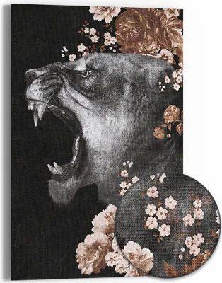 Produktbild von DEQOART Hybrid Leinwand Bild 60x90 cm 'Wilder Blütenruf' Wandbild Glas flach modern