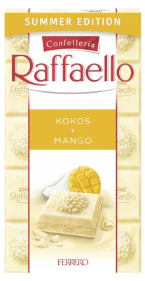 Zdjęcie produktu dla Tabliczka Ferrero Raffaello o smaku kokosowo-mango – letnia rozkosz, opakowanie 90 g