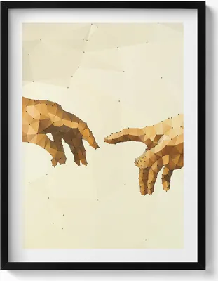 Produktbild von Erschaffung von Adam– Wandbild mit Rahmen – Gerahmtes Bild  – Wanddekoration – 60x80 cm –  Schwarz Rahmen