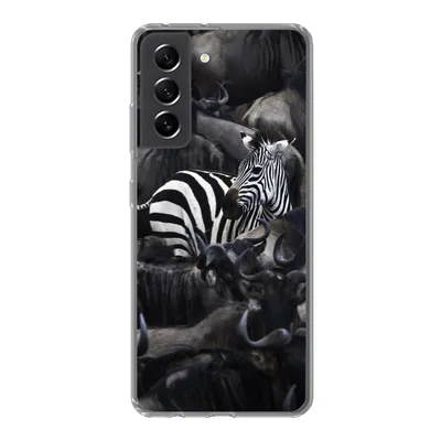 Produktbild von MuchoWow® Handyhülle Schutzhülle Hülle für Samsung Galaxy S21 FE Zebra - Büffel - Braun Silikon Softcase Handy Hülle - Mobiltelefonhülle