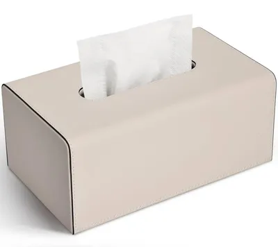 Produktbild von Kosmetiktücherbox Kunstleder Beige Rechteck 25x15x11 cm