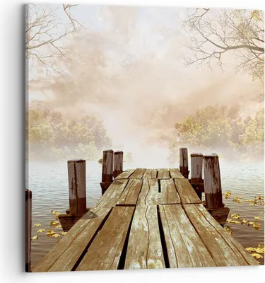 Produktbild von Bild auf Leinwand - Leinwandbild - Illustration herbst landschaft bäume - 70x70cm - Wand Bild - Wanddeko - Leinwanddruck - Bilder - Kunstdruck - Leinwand bilder - Wandkunst - AC70x70-2394