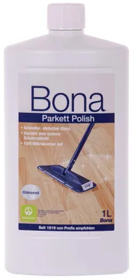Produktbild von Bona Parkett Polish Glänzend 1 L sorgt für einen schönen Glanz und schützt deinen Holzboden langanhaltend vor Verschleiß