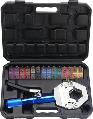Image de Pince hydraulique pour colliers de serrage 8T - Tuyau de climatisation - Outil de serrage à 7 matrices - Pour les réparations et les travaux domestiques