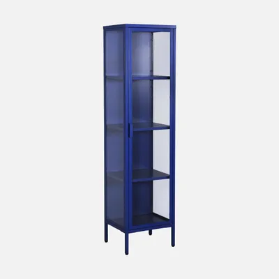 Produktbild von sweeek - Schrank aus Stahl und gehärtetem Glas, 1 Tür, 160 cm - Blau