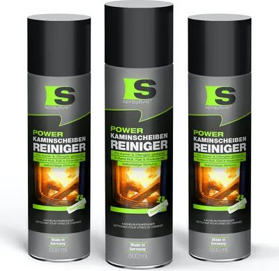 Produktbild von Spraytive 3x 500ml Power-Kaminscheibenreiniger – Aktivschaum für Kamin - & Ofenglas, entfernt Ruß & Fett