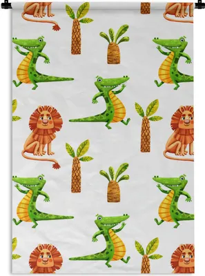 Produktbild von MuchoWow® Wandteppich Wandbehang Dschungel - Gestaltung - Tiere 60x90 cm Tapisserie Dekoration Wandtuch - Foto-Teppich - Abwaschbar