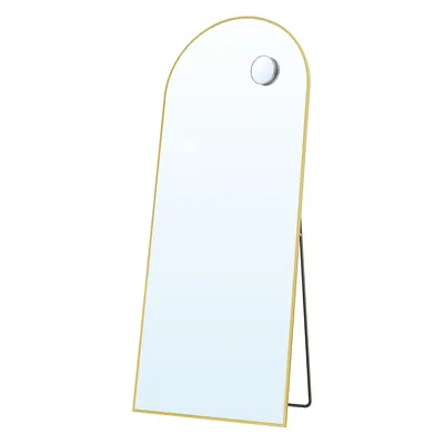 Produktbild von SONGMICS Ganzkörperspiegel mit Vergrößerungsspiegel, Sicherheitsglas, gewölbt, Spiegel gebogen, stehend oder wandmontiert, 165 x 60 cm, gold