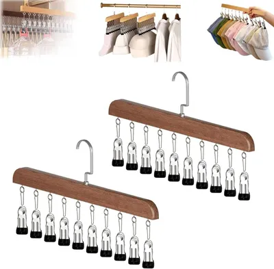 Obrázek produktu pro Věšák na kalhoty, úsporný design – Multifunkční, otočný věšák na oděvy, vhodný pro 10 kusů, rozměry 35 × 1,5 × 21 cm