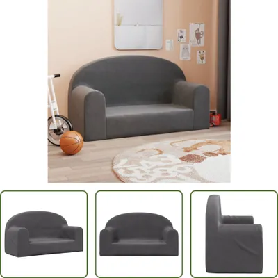 Produktbild von The Living Store Kindersofa 2-Sitzer Anthrazit Weich Plüsch