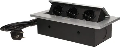 Produktbild von Unterputzsteckdosen 3x250V mit dickem Rand 1,5 m silber OR-AE-1338/G