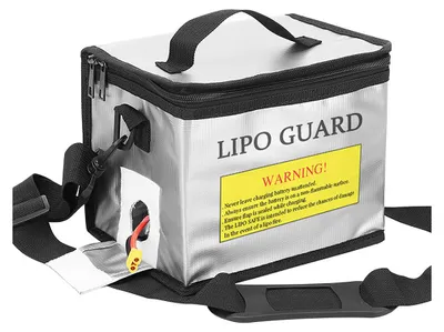 Obrázek produktu pro Ohnivzdorná bezpečnostní taška na lipo, nevýbušná, vodotěsná ochranná taška na baterie se zipy, držadlem a popruhem, přenosná ochranná taška pro skladování a nabíjení baterií, 21,5 x 16,5 x 14,5 cm