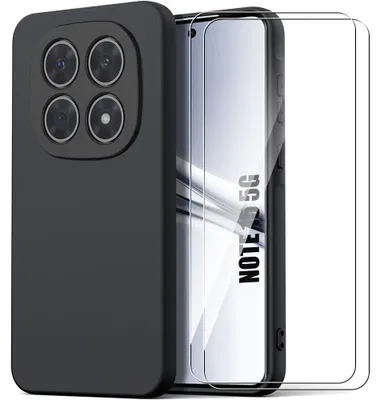 Image de Coque + 2 Verres Trempés pour Xiaomi Redmi Note 15 5G/4G, Protection Silicone Anti-Rayures Noir
