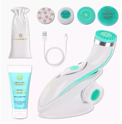 Zdjęcie produktu dla LUMINEO Professional Line Brush Pro Turkusowa szczoteczka do twarzy + żel oczyszczający Lumineo do wszystkich rodzajów skóry, 100 ml